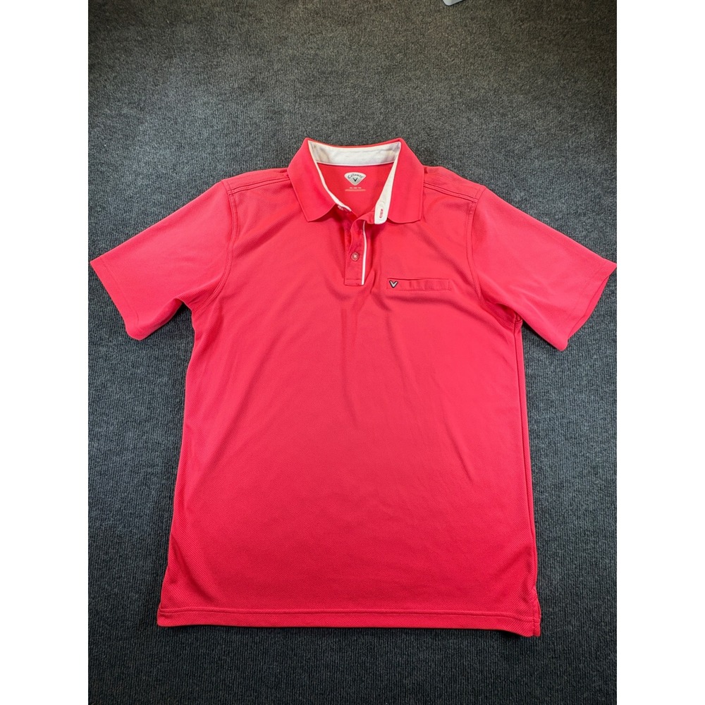 Callaway Mens XXL Pink Short Sleeve Golf Polo Shirt Pique Performance Pocket